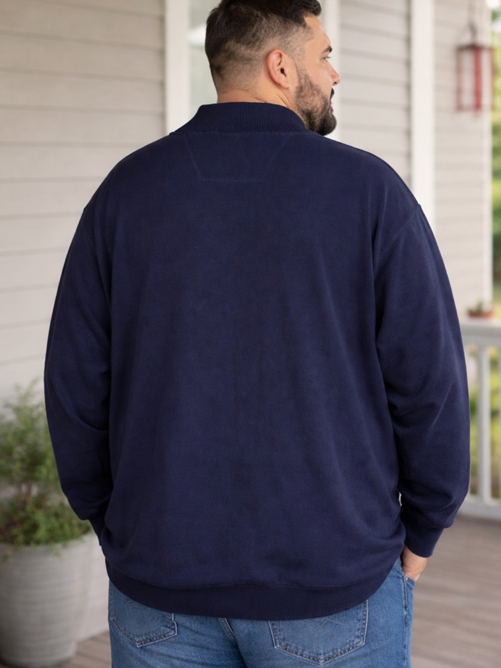 Foundry men's 3XLT Cotton Quarter Zip Pullover Navy Big Tall Sweater Casual - Picture 8 of 8